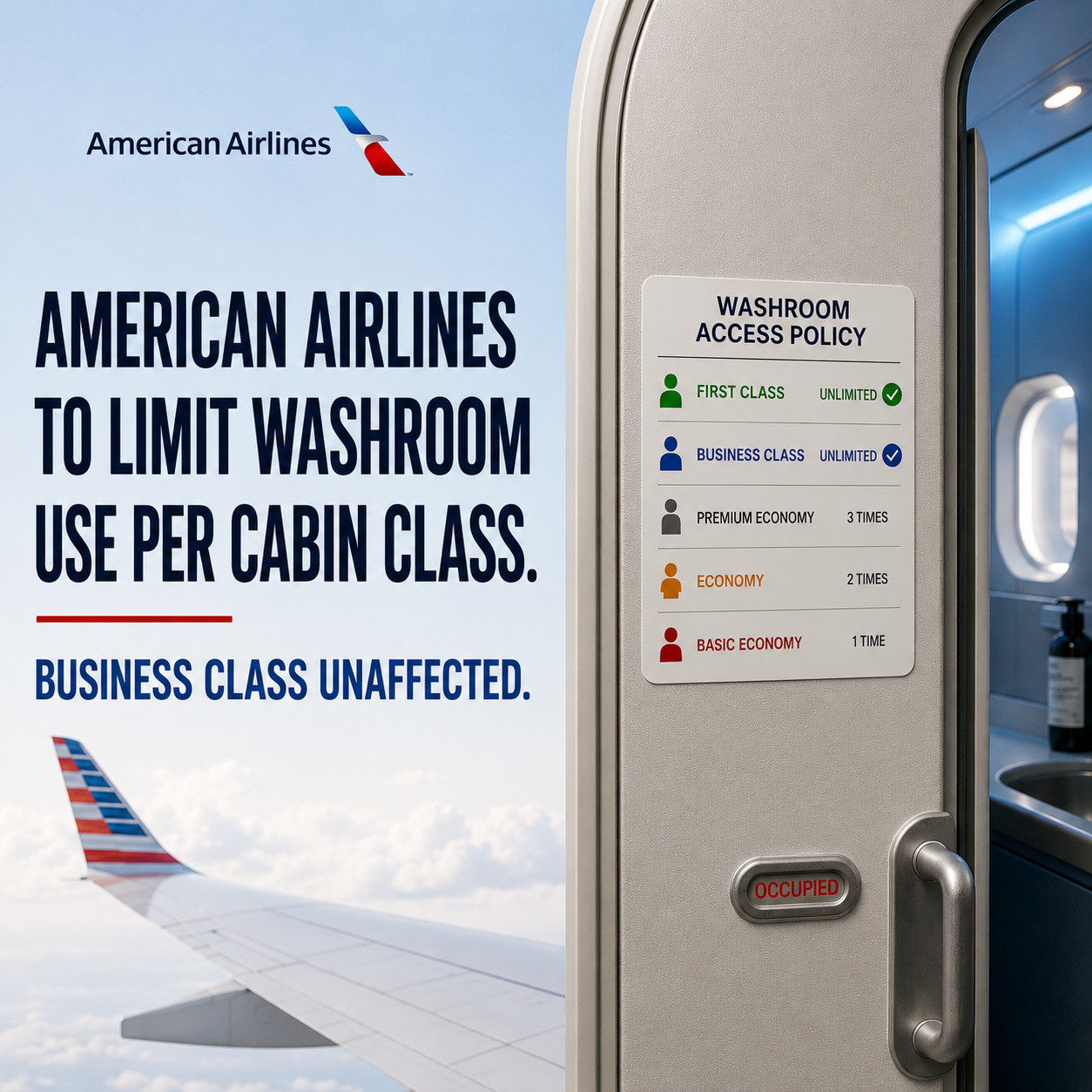 Economy washroom on a commercial flight