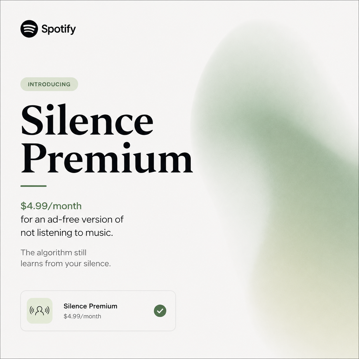 Spotify Silence Premium subscription screen
